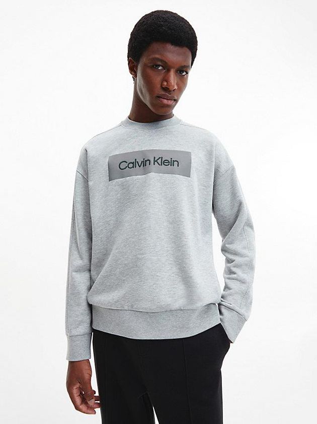 Calvin Klein USA Relaxed Fleece Logo Mens Sweatshirt Grey 1938527-QN